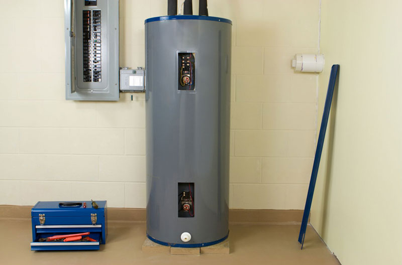 Electric water heater with tool box